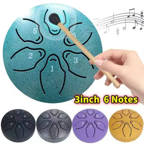 3 Inch 6 Notes Rain Drum for Outside Rain Drum Instrument Mini Handpan Drum Drumstick for Yoga Medit