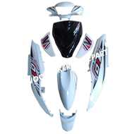 Cover full body halus yamaha mio j hitam putih plus striping/Body halus mio j/bodi mio j ful set
