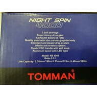 TOMMAN NIGHT SPIN 3000 &.4000 WITH LED LIGHT SPINNING REEL