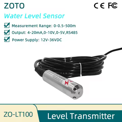 Water Level Transmitter 0-0.5M-500M Liquid Water Level Sensor 4-20mA 0-5V 10V RS485 Output Pool Tank
