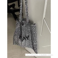 Korean Blogger Canvas Bag Lazy Thin Letter Bag Dotted Shoulder Bag Shopping Cloth Bag Large Capacity
