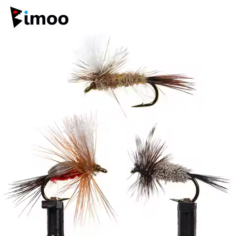 Bimoo 8pcs #14 Barbed Parachute Adams Dry Fly Adams Irresistible Dry Fly Red Humpy Dry Fly Floating 