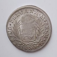 1835年秘魯共和國8里爾流通銀幣-利馬鑄造＾