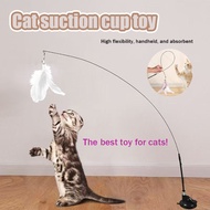 Cat toy Suction Cup Long-Rod Cat Teaser Elastic Steel Rod Cat Toy Self-Play&Hand-Held Cat Teaser Str