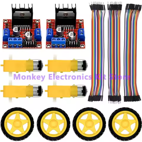 L298N moudle , motors , wheels, Dupont Line , L298N + motors + wheels +3 kinds of DuPont lines with 