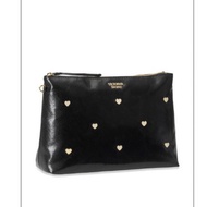 INSTOCKS! VICTORIA'S SECRET HEART STUDDED MAKEUP COSMETICS POUCH / MINI BAG (BLACK)