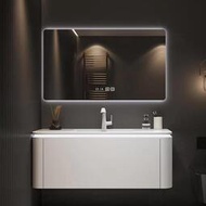 GZ6M輕奢可麗耐一體盆浴室櫃橡木智能側邊收納衛生間洗手盆組合洗