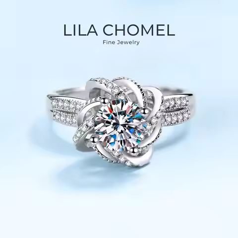 Designer Fine Jewelry Spiral Rose Girl Wedding Band 18K White Gold VVS1 D Color 1/2ct Moissanite Dia