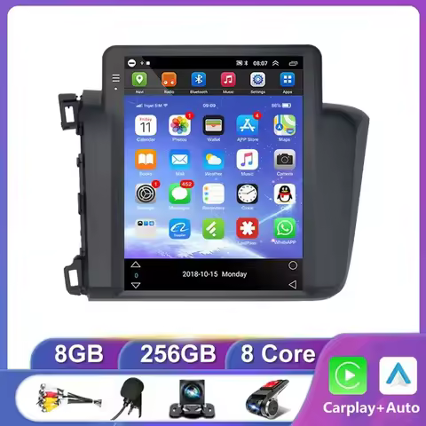 4G+wifi Car Radio For Honda Civic 9 FB FK FD 2011-2015 Navigation Radio Stereo Multimedia Vertical S