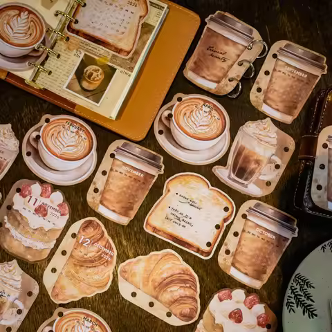 Journal GO 12sheets 365 Days of Coffee and Bread Vintage Cake Calendar 2026 Collage Memo Pad Creativ