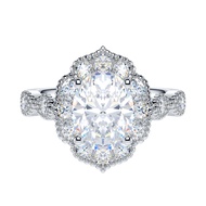 2CT Oval Cut Genuine Moissanite or Simulated Diamond Sterling Silver Milgrain Vintage Promise Ring H