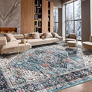 9x12 Area Rugs for Living Room, Home Decor Rug Stain Resistant Washable Rug Vintage Boho Rug Non-She