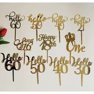 Age hello 21 3040 50 60 acrylic cake toppers