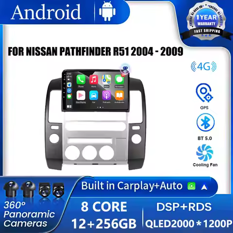 9 inch Android 16 Radio Carplay Multimedia Narigation For Nissan Pathfinder R51 2004 - 2009 Car Play