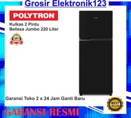 kulkas polytron kulkas 2 pintu belleza jumbo 220 liter prw 23zx