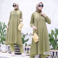 KEMEJA Wanset Shirt Set Clna Muslim Women's Clothes Swetelan Stilan Women's Suit 2In1 Eid Clothes On