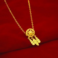 [Ready stock/onsale] Original Gold 18k Pawnable Sale Saudi Necklace for Women Dream Catcher Pendant and O Chain Couple Necklace Best Gift for Girlfriend Women necklace fashion for women jewelry gold pawnable sale