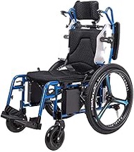 Fashionable Simplicity Cushion Foldable Power Transport Chair Lightweight Folding Electric Wheelchair Compact Electric Chair Drive With Power Wheelchairs (Black)