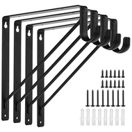 (TVDB) 4PCS Heavy Duty Black Closet Rod Brackets for Home and Closet Decor Wall Mount Closet Pole Su