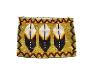 Native American Inspired Feather Czech Glass Seed Bead Coin Purse Pouch - Handmade Tribal Bags (Gold
