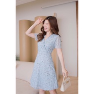 G485 Blue Dress (Lace Label Collar With Waistband)
