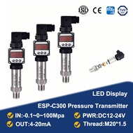 LED เครื่องส่งสัญญาณความดันวัด-0.1-0-100Mpa เอาต์พุต4-20mA ถังน้ำน้ำมันแก๊สเซ็นเซอร์ M20x1.5 G1/4 G1