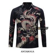 KEMEJA Original Batik Shirt With ANTABOGA Motif, Men's Batik Shirt For Men, Slimfit, Full Layer, Long Sleeve