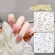 【GuangDa】 5D Relief Hollow Series Nail Art Stickers Vintage Mirror Geometric Frame DIY Manicure Supplies Accessories Nail Decorations Decals