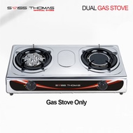 SwissThomas Dual Gas Stove Stainless Steel Infrared Burner 8 Jet Head Nozzle LPG Cooktop Dapur Gas