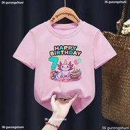 Cute Aksolo T-Shirt Birthday Gift For Children Children's Clothing Happy Year 1/2/3/4/5/6/7/8/9 Colo
