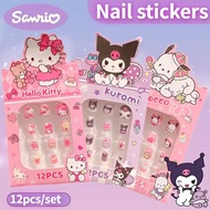 Sanrio Children's Nail Stickers Cartoon Pochacco Kuromi Cinnamoroll Detachable for Girls Sweet and C