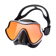 Snorkel Diving Mask Colorful Len Wide View Tempered Glass Goggle, Anti-Leak Scuba Mask, Silicone Swi