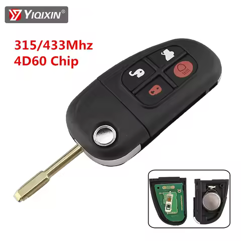 YIQIXIN 4 Button 315/433mhz 4D60 Chip Car Remote Key For Jaguar S X Type XJ XJR XJ8 XK XF 2002-2008