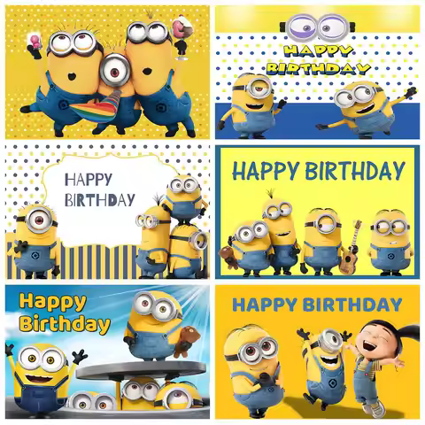 Minions Happly Birthday Party Backdrop Decoration Minions Theme Birthday Background Kids Boy Baby Sh