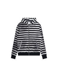 Stripes Zebra Zipped Hoodie Boxy / เสื้อฮู้ดม้าลาย