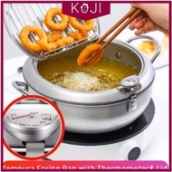 KOJI Japanese Style Deep Frying Pot Thermometer Tempura Fryer Pan Temperature Control Fried Pot Indu