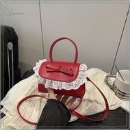 Girls' mini crossbody bag with PU leather and bow lace, Korean lady's style, many beautiful colors –