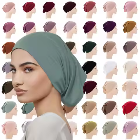 Cotton Jersey Muslim Inner Hijab Cap Solid Color Scarf Underscarf Tube Cap Breathable Sport Hijab Ca