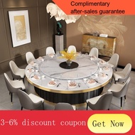 YQ62 Hotel Large round Table Mild Luxury Marble Dining Table Restaurant Compartment Dining Table and Chair One Person On