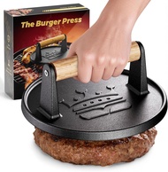 Smash Burger Press 6.5"Cast Iron Flat Round Burger Smasher Gift    2lb Heavy-Duty Grill Bacon Meat P
