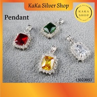 Original 925 Silver Colour CZ Stones Pendant (302305) | Loket Batu CZ Warna Perak 925 | Ready Stock
