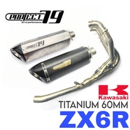 PROJECT79 Exhaust Kawasaki ZX6R ZX6 Full System Manifold Titanium 60MM Ezos Motor Muffler ZX636 ZX 6