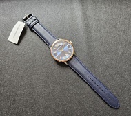Emporio Armani AR11188 43mm薄裝籃色錶面黑色真皮帶，50 Meters防水