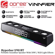 VINNFIER HYPERBAR U90 BT 50W PORTABLE SOUNDBAR BLUETOOTH SPEAKER WITH 50W / ALARM CLOCK / RGB LIGHT 