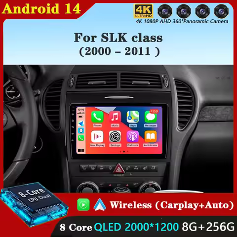 Android 14 Carplay Car Radio For Mercedes Benz SLK class R171 SLK200 SLK280 SLK300 2000 - 2011 Navig