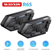 WAYXIN R6s Motorcycle Helmet Headset Intercom Bluetooth 1200M 6 Rider Intercom BT 5.1 Communication 