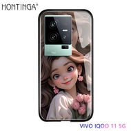 Hontinga เคสสำหรับ VIVO Iqoo 11 Z7 5G S1 T1 Pro 5G T1X V11I V15 Pro V17 Pro V19 Neo V20 Pro 5G SE เคสการ์ตูนน่ารักเคสโทรศัพท์กระจกเทมเปอร์ชุดเจ้าหญิงด้านหลังเคสแข็ง