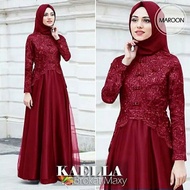 Kaella Maxy Crinkle COD Gamis Brokat Wanita Kondangan Terbaru 2024 Tile Mewah Modern Simple Elegan