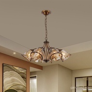 （Ready stock）American-Style Copper Restaurant Chandelier Retro Idyllic French-Style down Living Room Study Bedroom Lamps