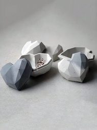 Diy 鑲嵌鑽石心形收納盒矽膠模具,幾何面鑲設計和帶蓋樹脂模型模具,適用於製作珠寶、戒指、環氧樹脂、石膏鑄造等